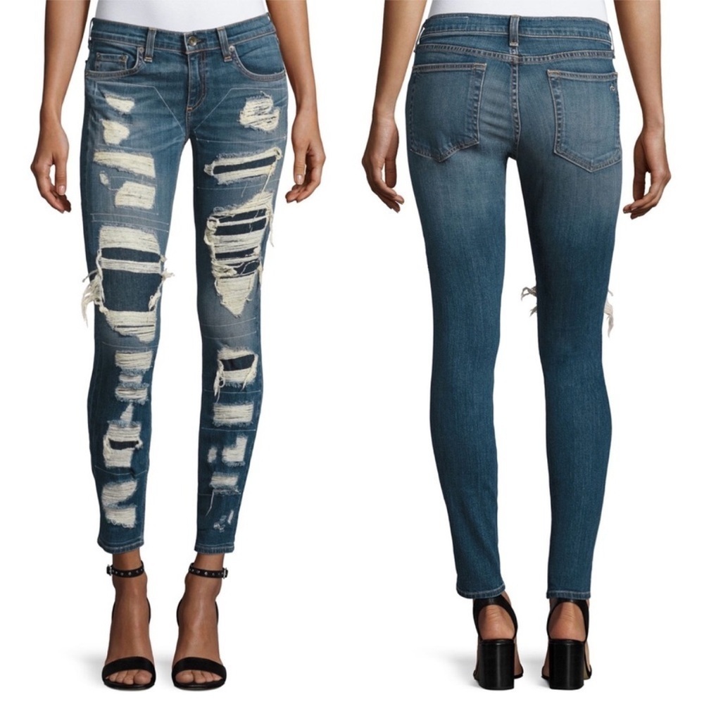 Rag & Bone Dre Slim Boyfriend Jeans Ada Brigade Denim Distressed Women’s Size 26